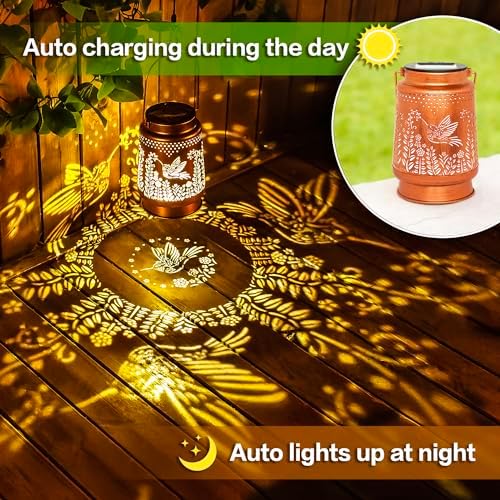 EZTZEN Hummingbird Solar Lantern Outdoor Hanging Light