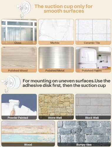 AENTGIU Suction Cup Hooks 5 Pack Bathroom Mounts