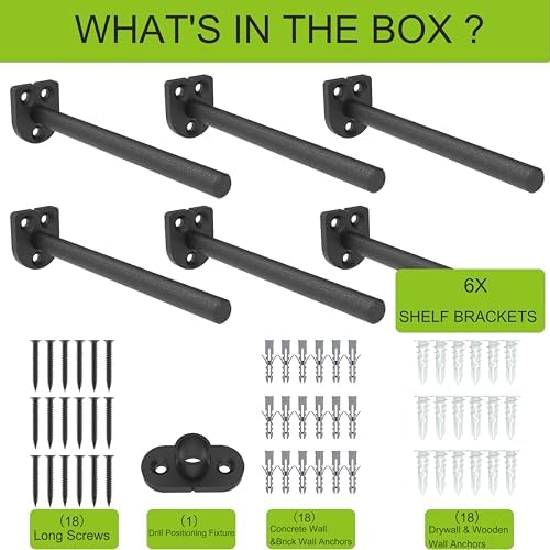 Floating Shelf Bracket 14 Inch Thick 6 Pack Black