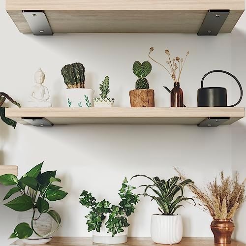 HEART ART L-Shaped Shelf Bracket 10 Inch 2 Pack Black
