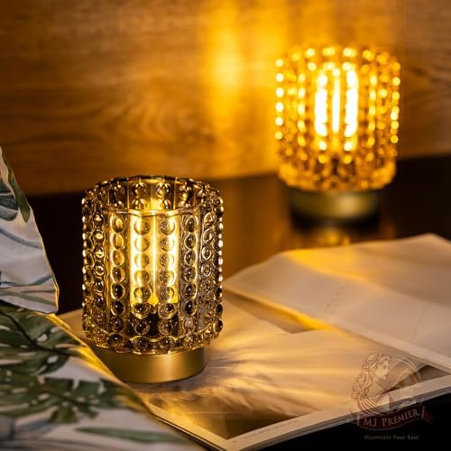 Gray Crystal Battery Operated Lamp with Timer