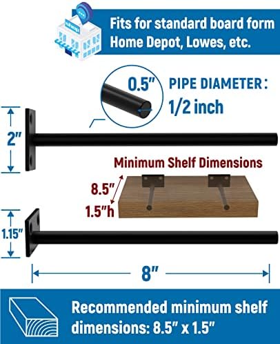 LEOPO 12 Pack 8 inch Floating Shelf Bracket