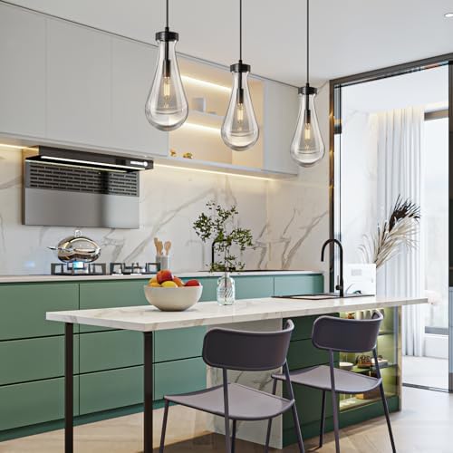 Raindrop Pendant Lights Set of 3 Teardrop Black Hanging Fixtures