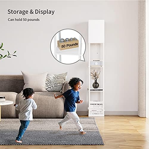 SUNMORY Floor Lamp with Shelves and 3-Way Dimmable LED Light