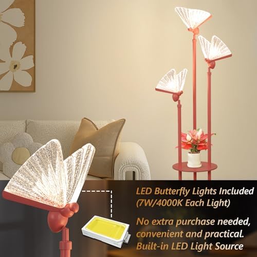 Butterfly Lamp with Shelves and 3 Lights