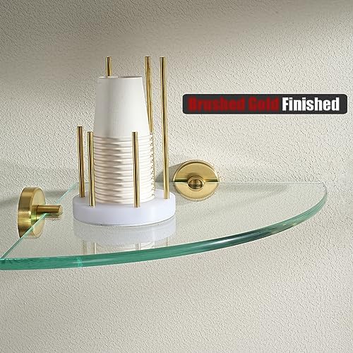 JQK Corner Glass Shelf Brushed Gold 2 Pack