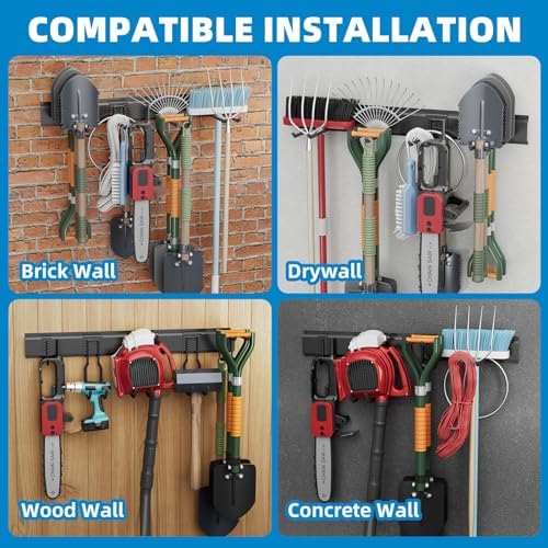TICONN Wall Mounted Tool Storage Rack with 4 Hooks