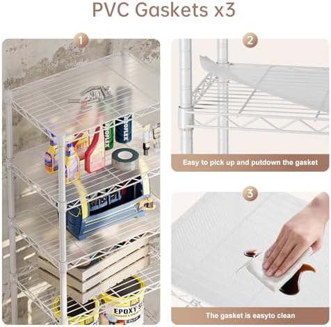 SINGAYE 5 Piece Adjustable Metal Wire Shelves Organizer