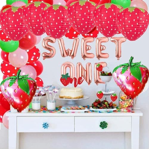 6PCS Red Strawberry Paper Lanterns for Party Decor