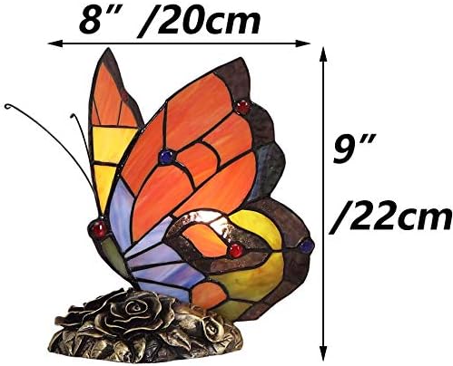 Bieye L10038 Butterfly Tiffany Style Stained Glass Accent Table Lamp