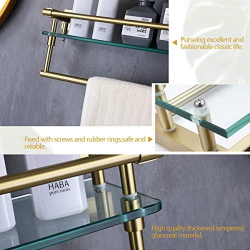 KOKOSIRI 20 Inch Tempered Glass Bathroom Shelf with Towel Holder