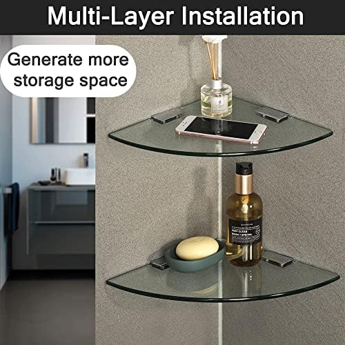 SAYAYO Tempered Glass Corner Shelf for Wall Clear