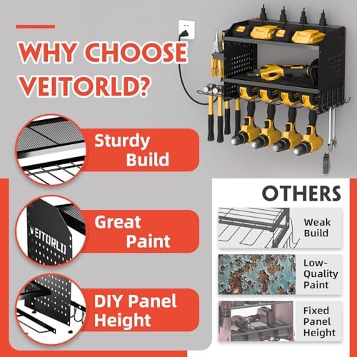 Veitorld Power Tool Organizer Wall Mount with Charging Station