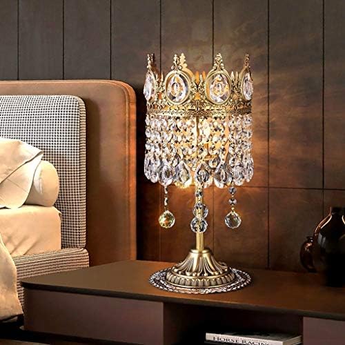 Elegant Copper Crystal Table Lamp with LED Light