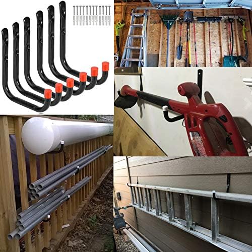 Heavy Duty Garage Hooks Organizer 6 Pcs Black J Hook