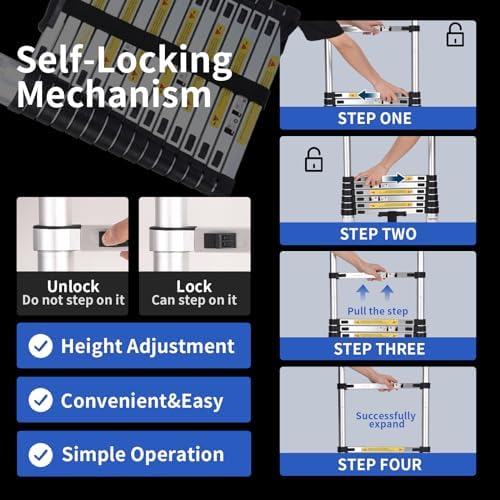 JADDUO 85 FT Telescoping Ladder with 2 Triangle Stabilizers