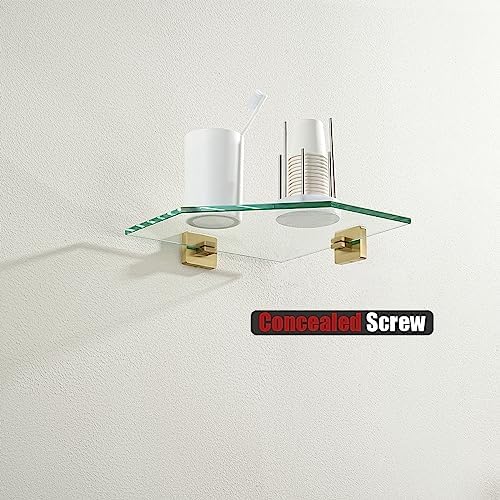 JQK Corner Glass Shelf Brushed Gold 2 Pack 1