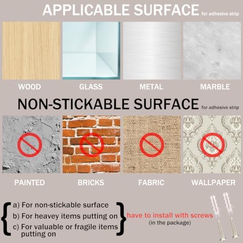 Small Floating Shelf with Heavy Duty Acrylic Adhesive for Wall Mount Organizer