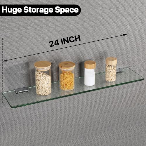 SAYAYO 24 Inch Tempered Glass Shelf for Bathroom Clear