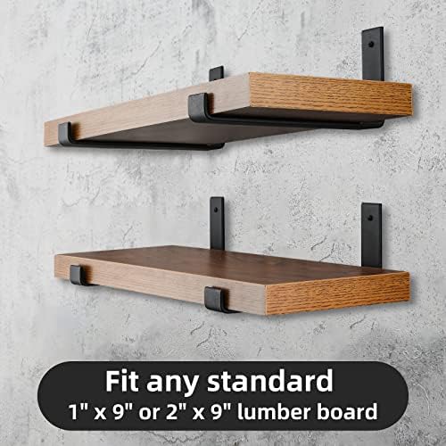 10 Pack Heavy Duty J Shelf Brackets with Lip - Black