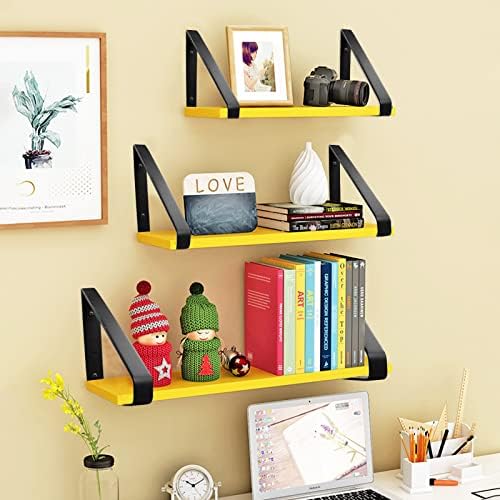 2Pcs Heavy Duty Floating Shelf Brackets with Screws - 300lbs Load Capacity Black