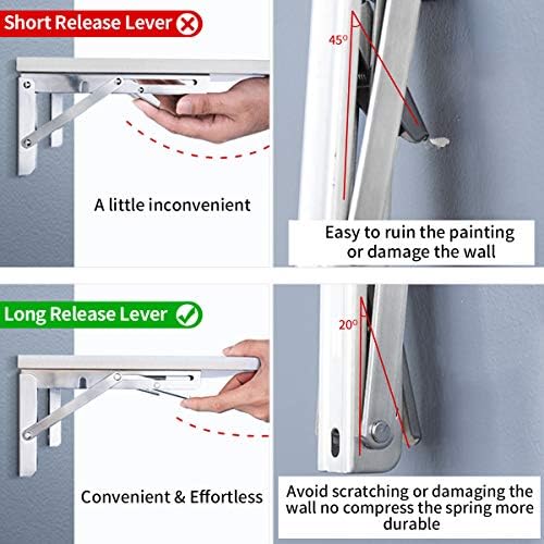 YUMORE 14 Inch Heavy Duty Stainless Steel Folding Shelf Bracket