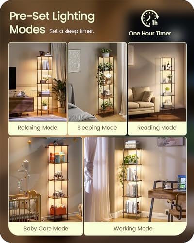 GOEBLESON 5-Tier Corner Shelf Lamp with Light