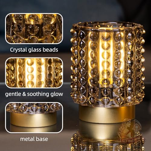 Gray Crystal Battery Operated Lamp with Timer