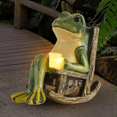 Solar-Powered Miniature Frog Garden Decor Statue