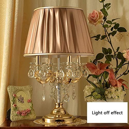 Telescope LED Desk Lamp with Crystal Base and Pleated Fabric Shade