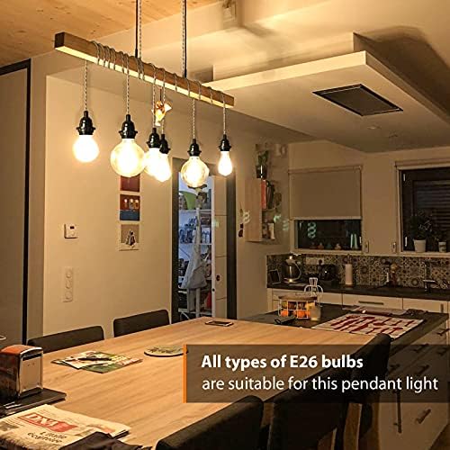 Hemp Rope Pendant Light Fixture 15FT E26 Industrial Farmhouse Style