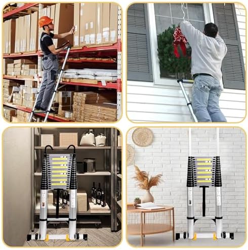 BOWEITI 262FT Telescoping Ladder Aluminum Collapsible Ladder with Non-Slip Feet