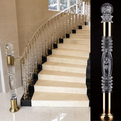 Clear Acrylic Newel Post with Gold Cap Finial 120cm