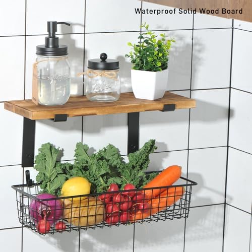 SheeChung Farmhouse Bathroom Floating Shelves Set - Brown