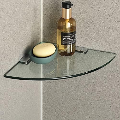SAYAYO Tempered Glass Corner Shelf for Wall Clear