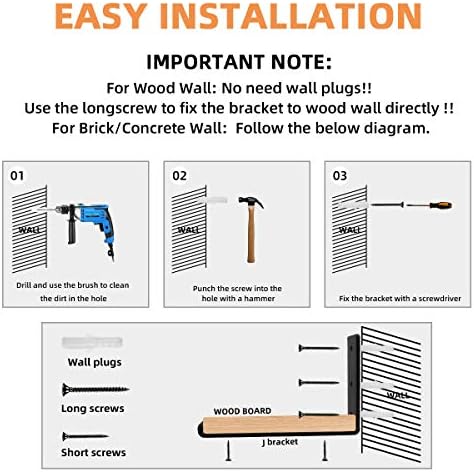 Qualward 55 x 4 Inch Heavy Duty Floating Shelf Bracket Set 6 Pack