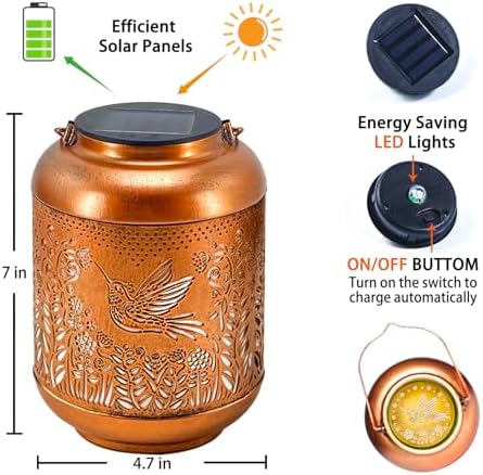 Hummingbird Solar Lanterns Outdoor Waterproof Hanging LED Decor