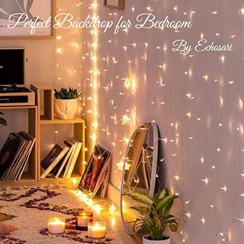 Echosari 300 LED Curtain Lights Battery Operated Warm White