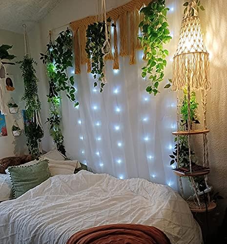 Boho Plug in Pendant Light with 3 Tier Plant Shelf