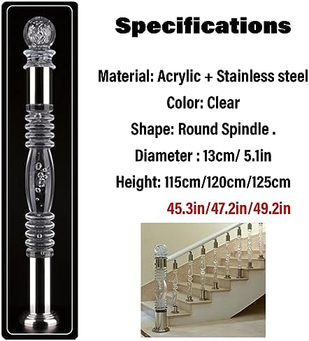 Clear Acrylic Newel Post with Silver Base 120cm