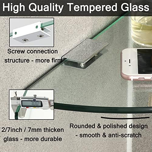 SAYAYO Tempered Glass Corner Shelf for Wall Clear