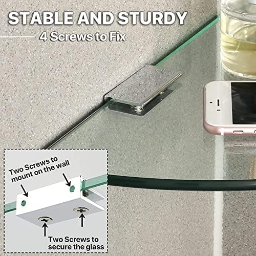 SAYAYO Tempered Glass Corner Shelf for Wall Clear