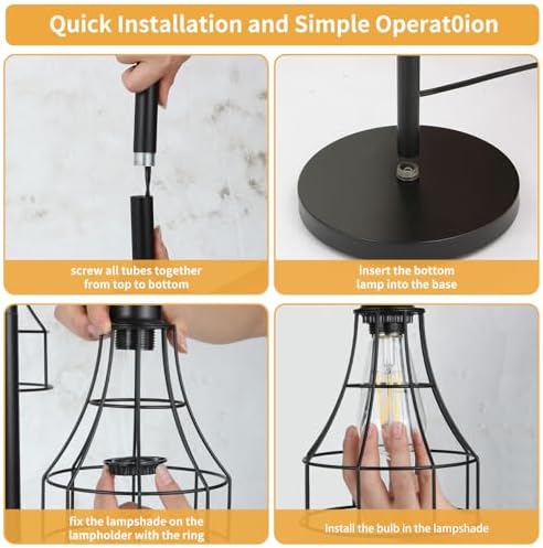 70 Inch Dimmable Floor Lamp with 3 LED Bulbs