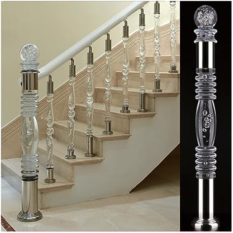 Clear Acrylic Newel Post with Silver Base 120cm