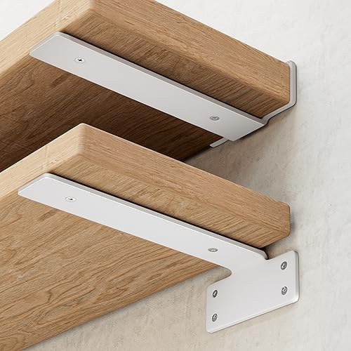 Heavy Duty Floating Shelf Brackets 10-Inch Long 6-Pack Matte White L