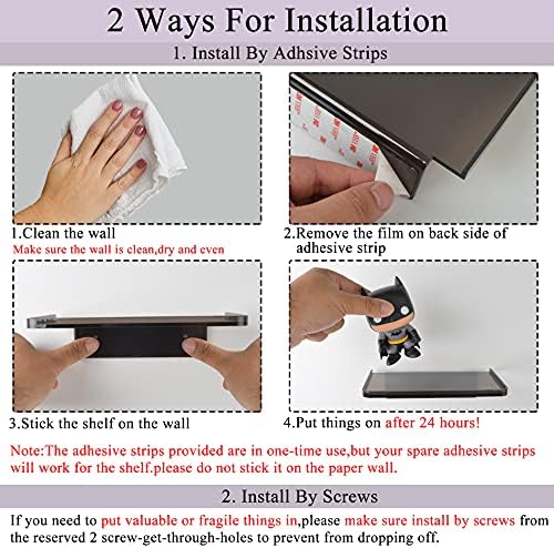 MATIMASU Stick-on Wall Shelf - Small Clear Phone Holder Wipes Rack Gold