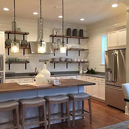Rustic Wood Floating Shelves 12 Inch Black Farmhouse Brackets 6 Pack