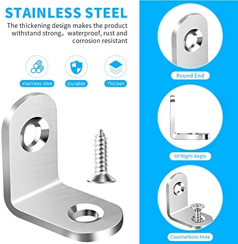 40PCS Stainless Steel L Corner Brackets with Screws