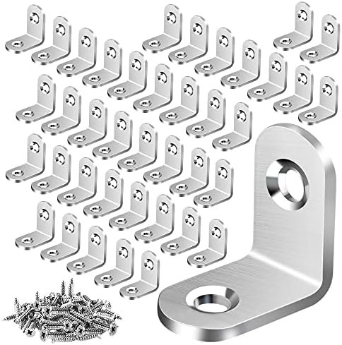 40PCS Stainless Steel L Corner Brackets with Screws