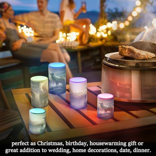 YETTASBIN Wolf Flameless Candles with Remote Control and Timer 2 Pack